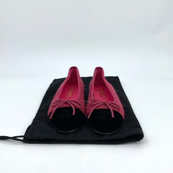 Chanel Pink Bow Woven Ballet Flats - Picture 9 of 9
